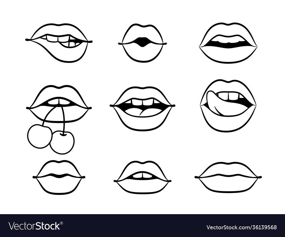 Contours lips Royalty Free Vector Image - VectorStock