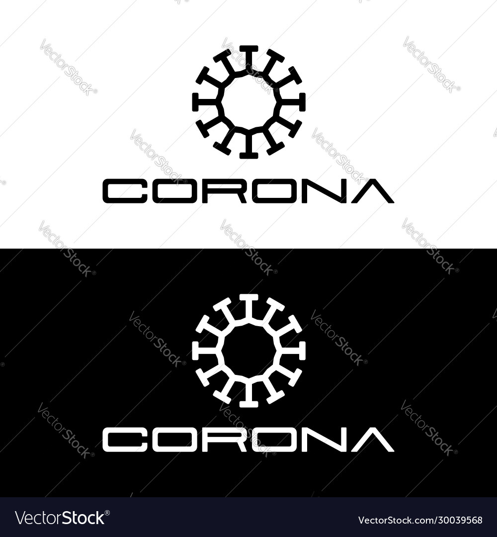 Corona virus logo template with simple line art Vector Image