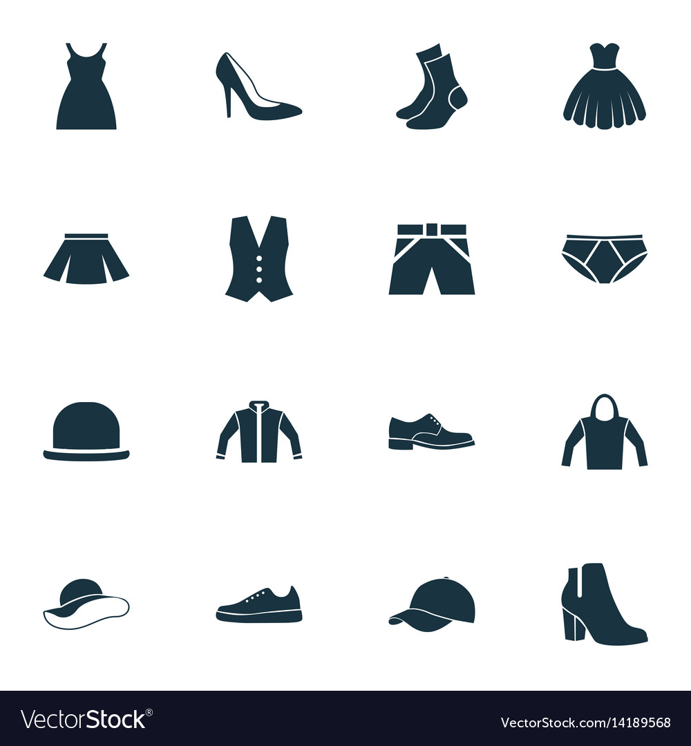 Kleid Icons Set Sammlung von Herz weiblich