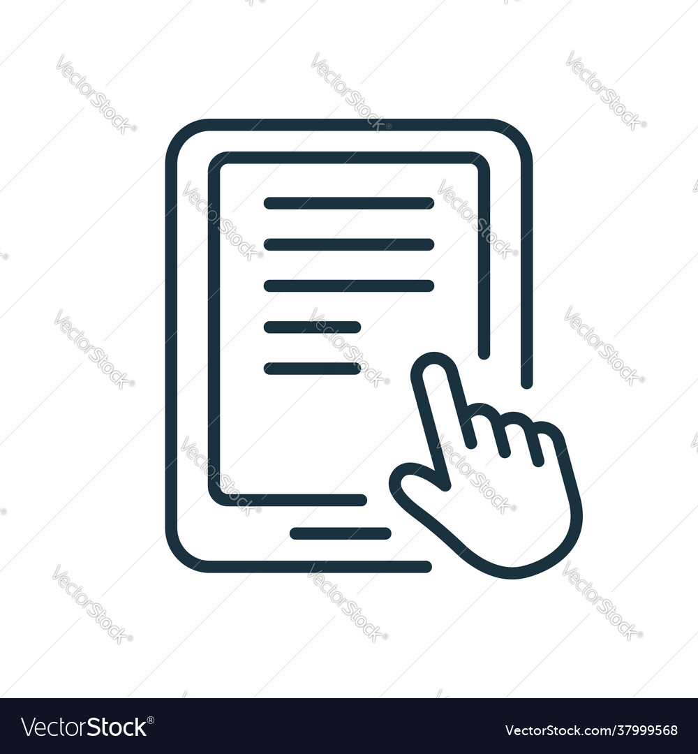 Ebook line icon with mouse pointer electronic vector image Ebook line icon with mouse pointer electronic