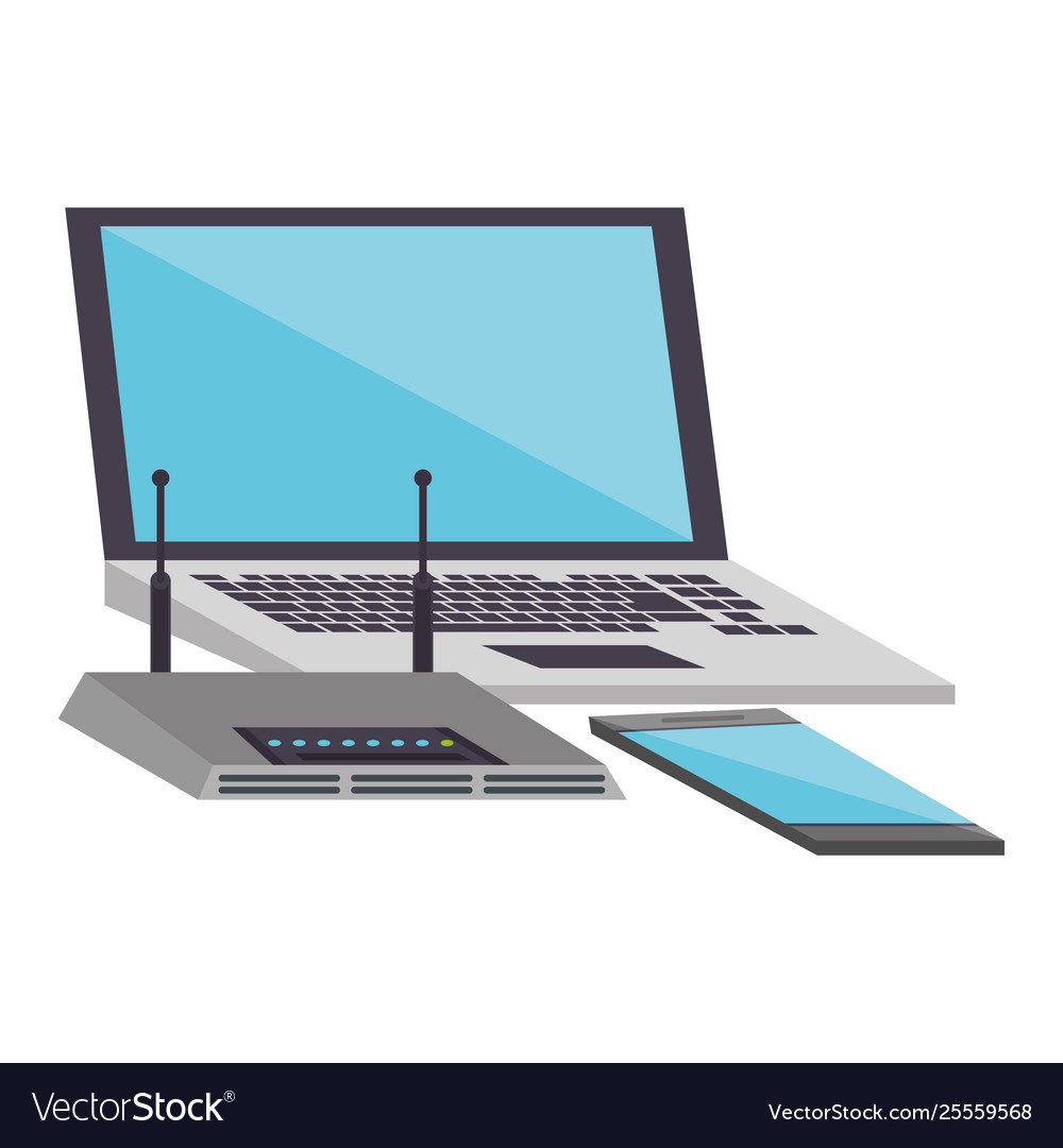 Laptop and smartphone with wifi router device