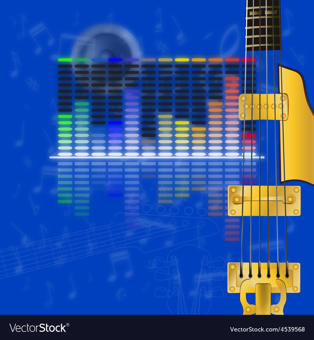 Musical design equalizer and guitar strings Vector Image