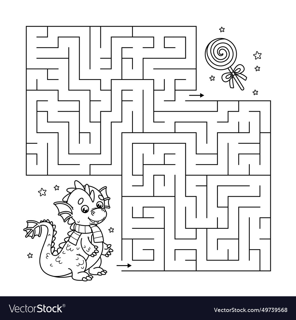 Neues Jahr Kinder Spiel maze Puzzle mit niedlichen Drachen