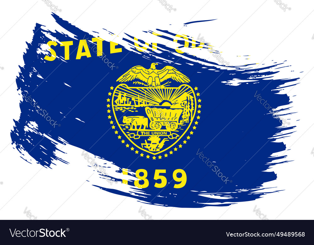 Oregon us state brush stroke flag background hand vector image Oregon us state brush stroke flag background hand