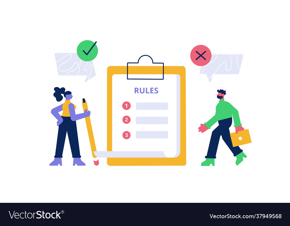 People studying list rules or reading guidance vector image People studying list rules or reading guidance