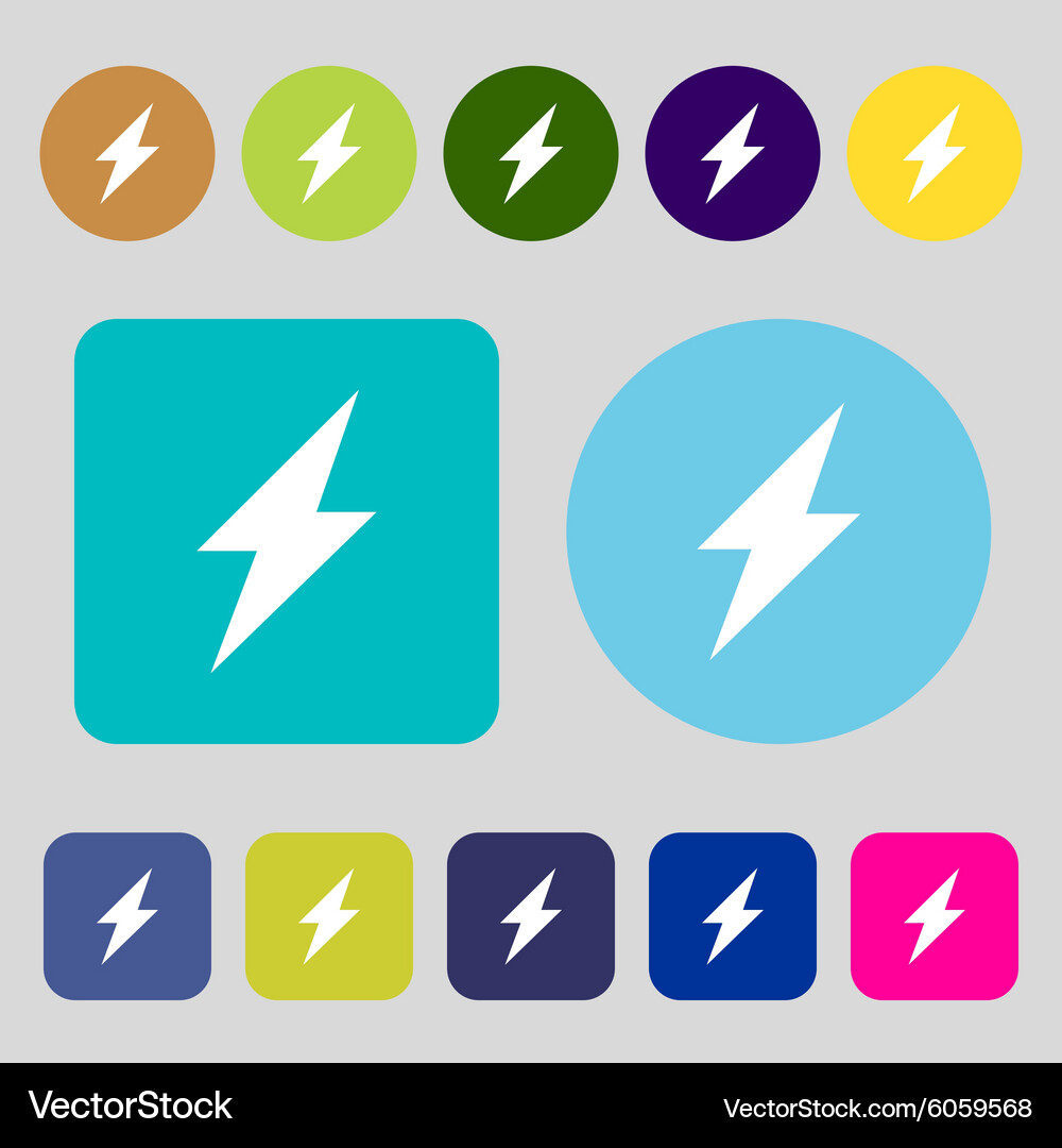Photo flash icon sign 12 colored buttons flat Vector Image