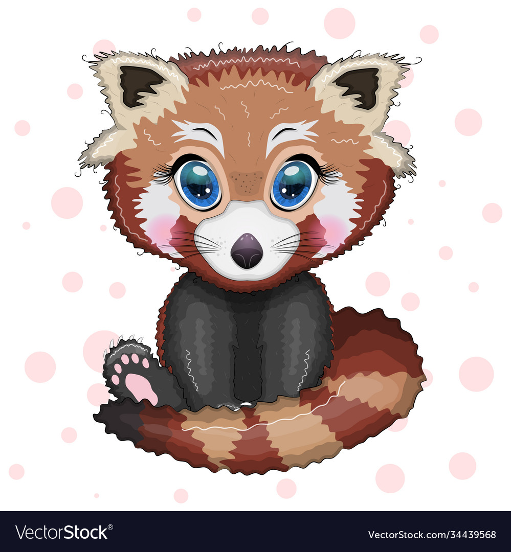 Red panda cute character with beautiful eyes