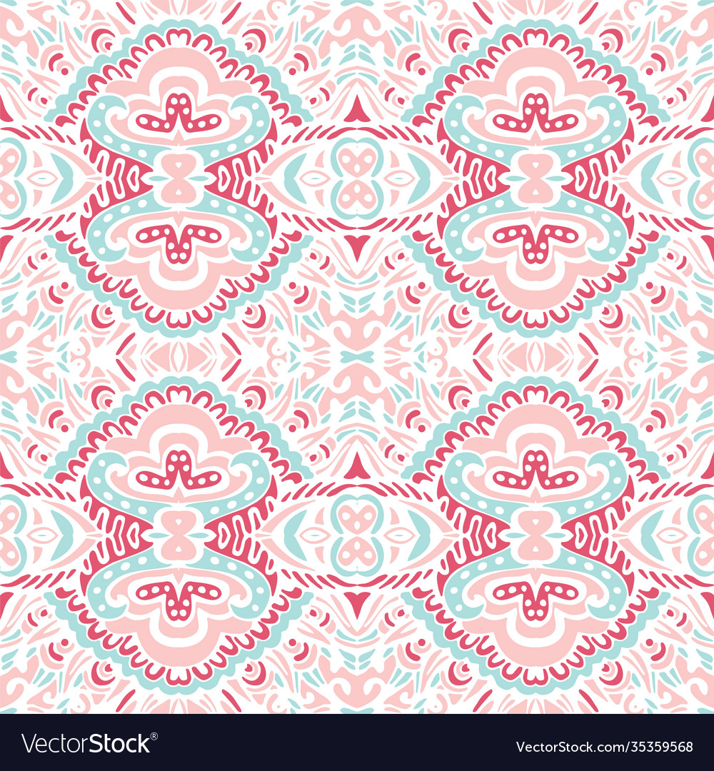 Seamless pattern in traditional style cute pink