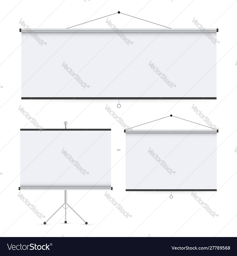 Set empty projection screen presentation board vector image Set empty projection screen presentation board