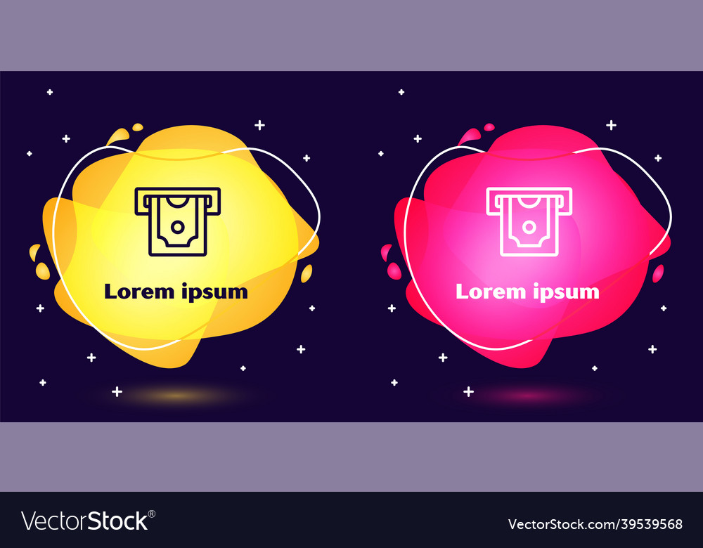 Set line atm - automated teller machine and money vector image Set line atm - automated teller machine and money