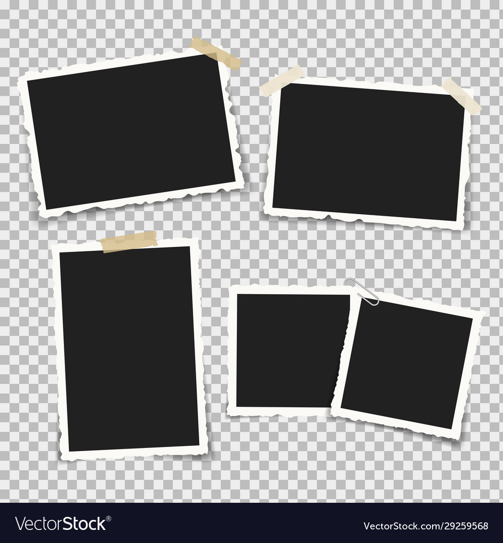 Set realistic photo frames with retro shapes