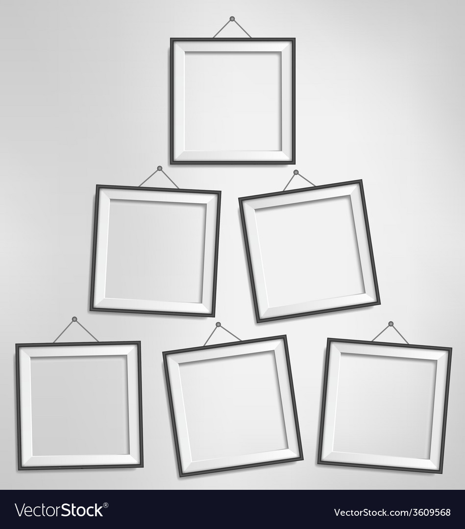 Six Black Modern Blank Frames Isolated On Vector Image