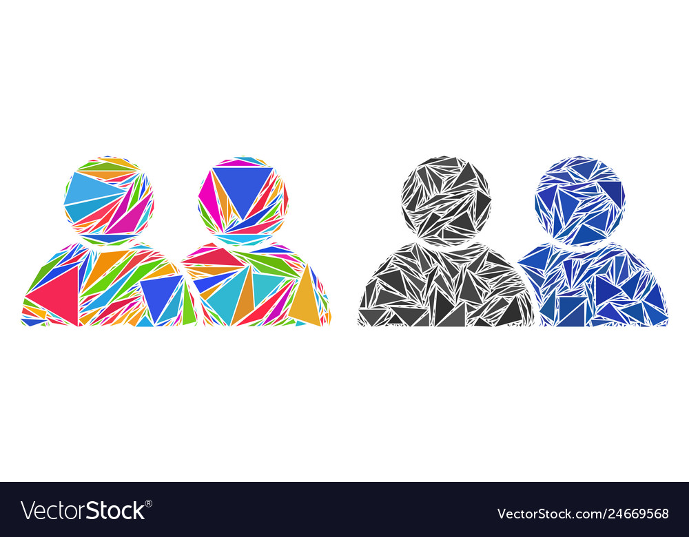 Triangle users mosaic icons vector image Triangle users mosaic icons
