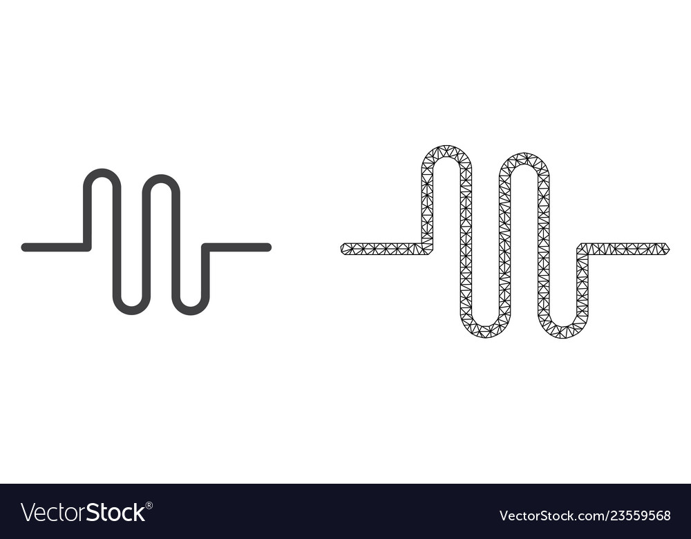 Wire frame mesh pipeline and flat icon vector image Wire frame mesh pipeline and flat icon