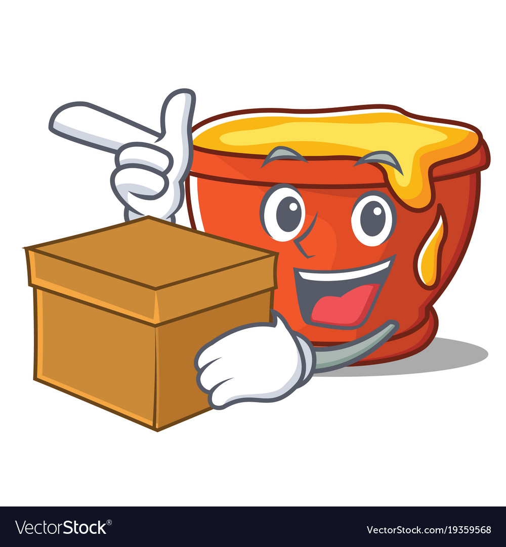 With box honey character cartoon style Royalty Free Vector