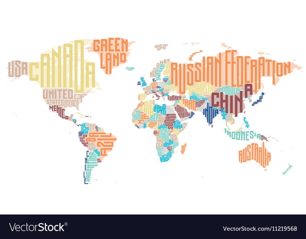 World map made of typographic country names Vector Image