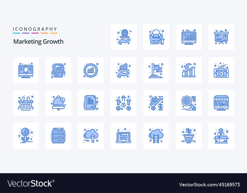 25 marketing growth blue icon pack