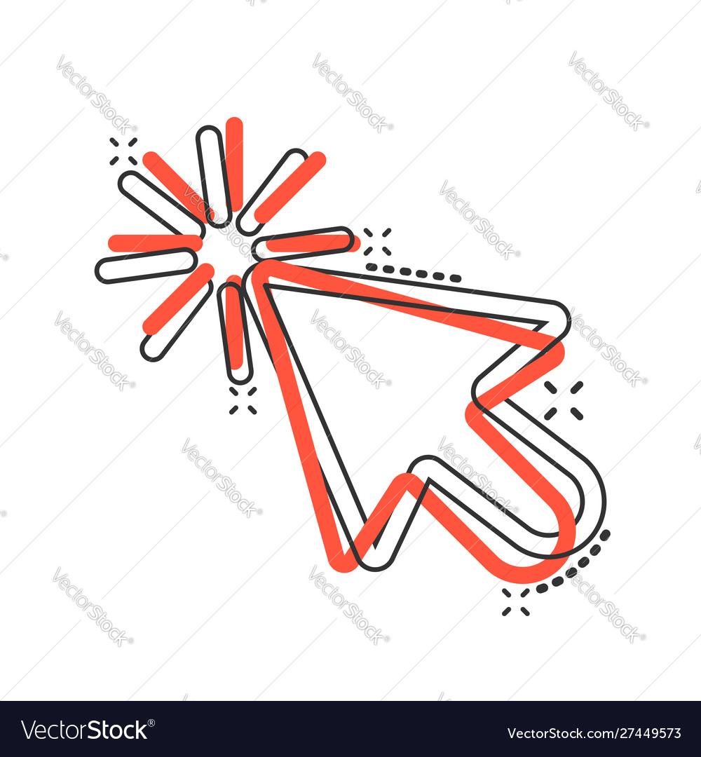 Computer mouse cursor icon in comic style arrow vector image Computer mouse cursor icon in comic style arrow