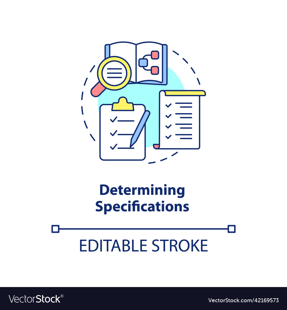 Determining specifications concept icon vector image Determining specifications concept icon