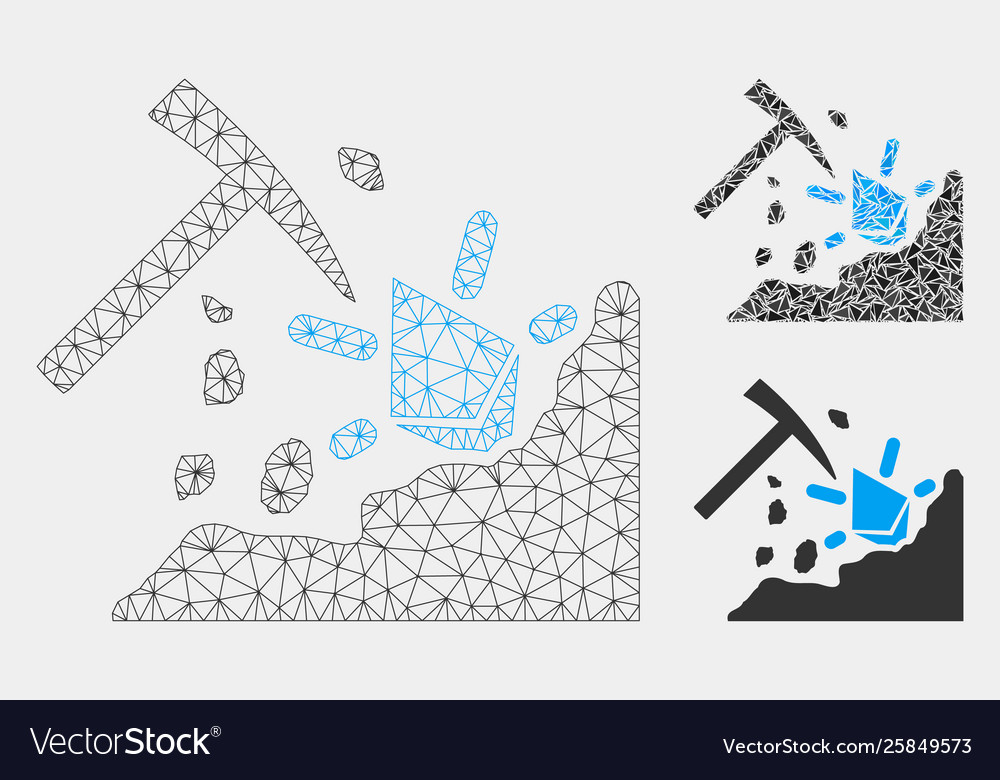 Ethereum mining hammer mesh network model vector image Ethereum mining hammer mesh network model