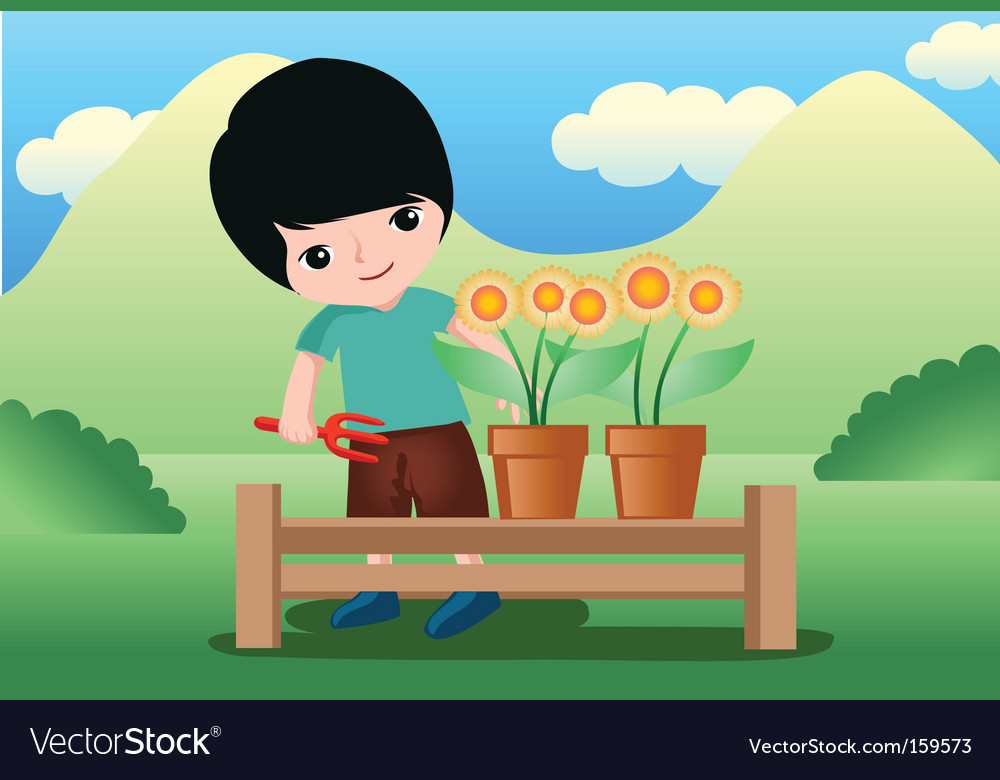 Flower kid Royalty Free Vector Image - VectorStock