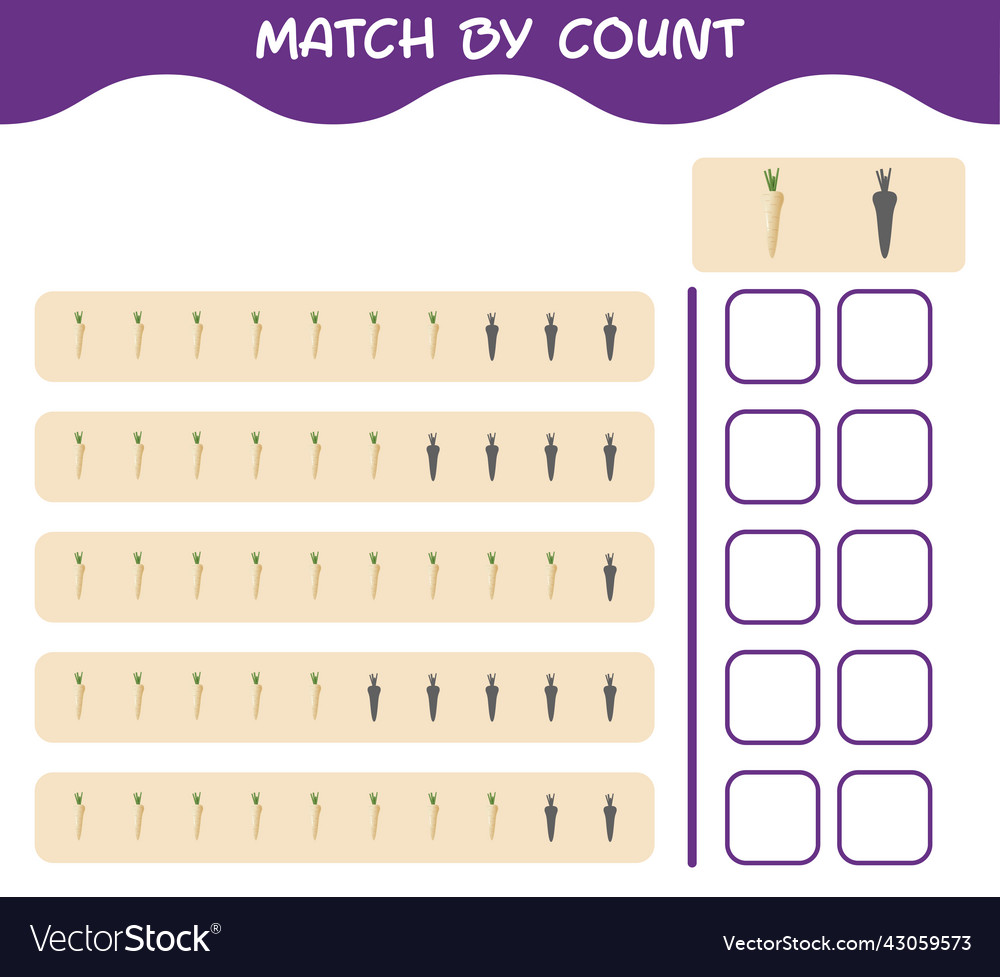 Match by count of cartoon parsnip Vector Image Match by count of cartoon parsnip