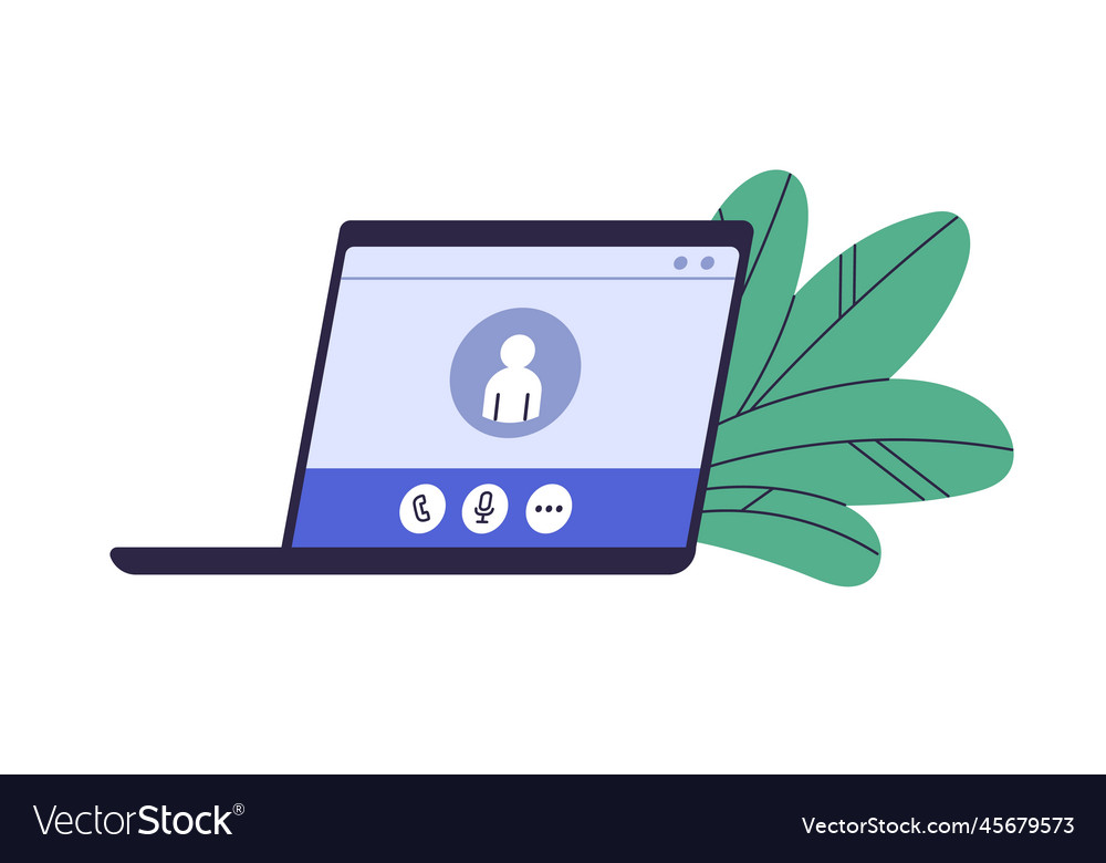 Online Call-Kommunikation Konzept Laptop-Bildschirm vector image Online Call-Kommunikation Konzept Laptop-Bildschirm