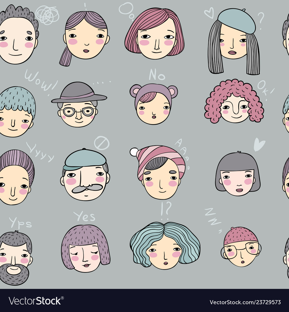 Pattern with graphical faces vector image Pattern with graphical faces