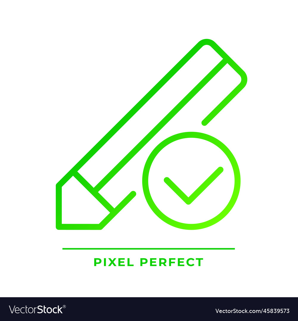 Pencil with check mark pixel perfect gradient