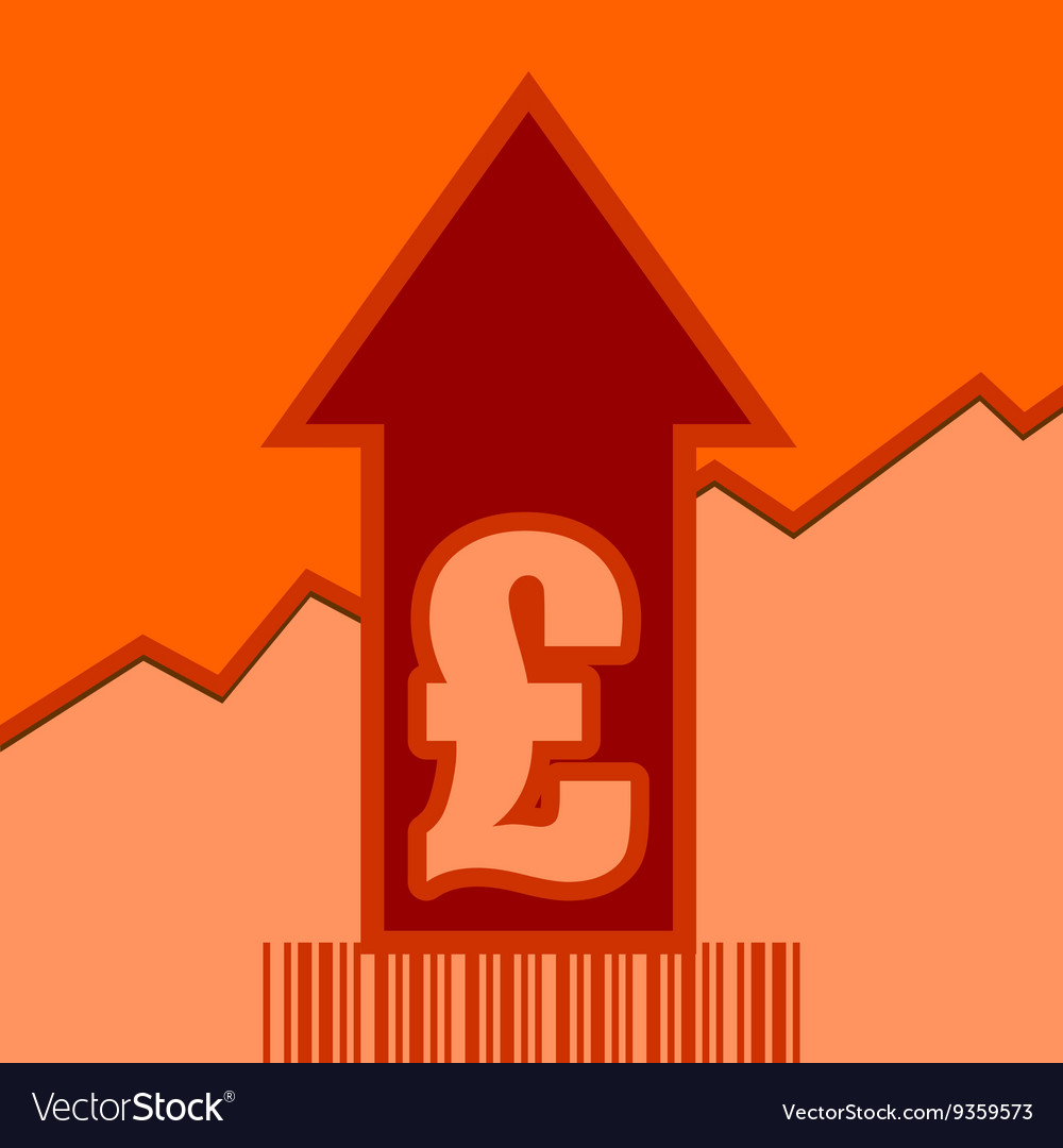 Pound sign on grow up arrow and bar code