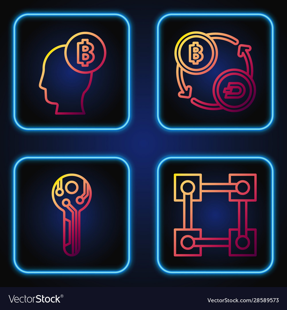 Set line blockchain technology cryptocurrency key vector image Set line blockchain technology cryptocurrency key