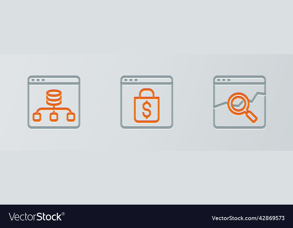 Set line website with stocks market server data vector image Set line website with stocks market server data