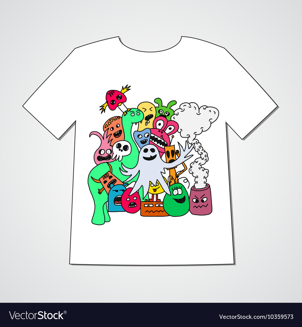 T-shirt with abstract set of monsters