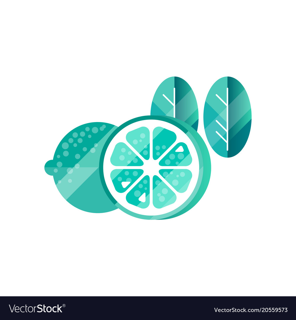 Trendy textured icon of lime or lemon and two