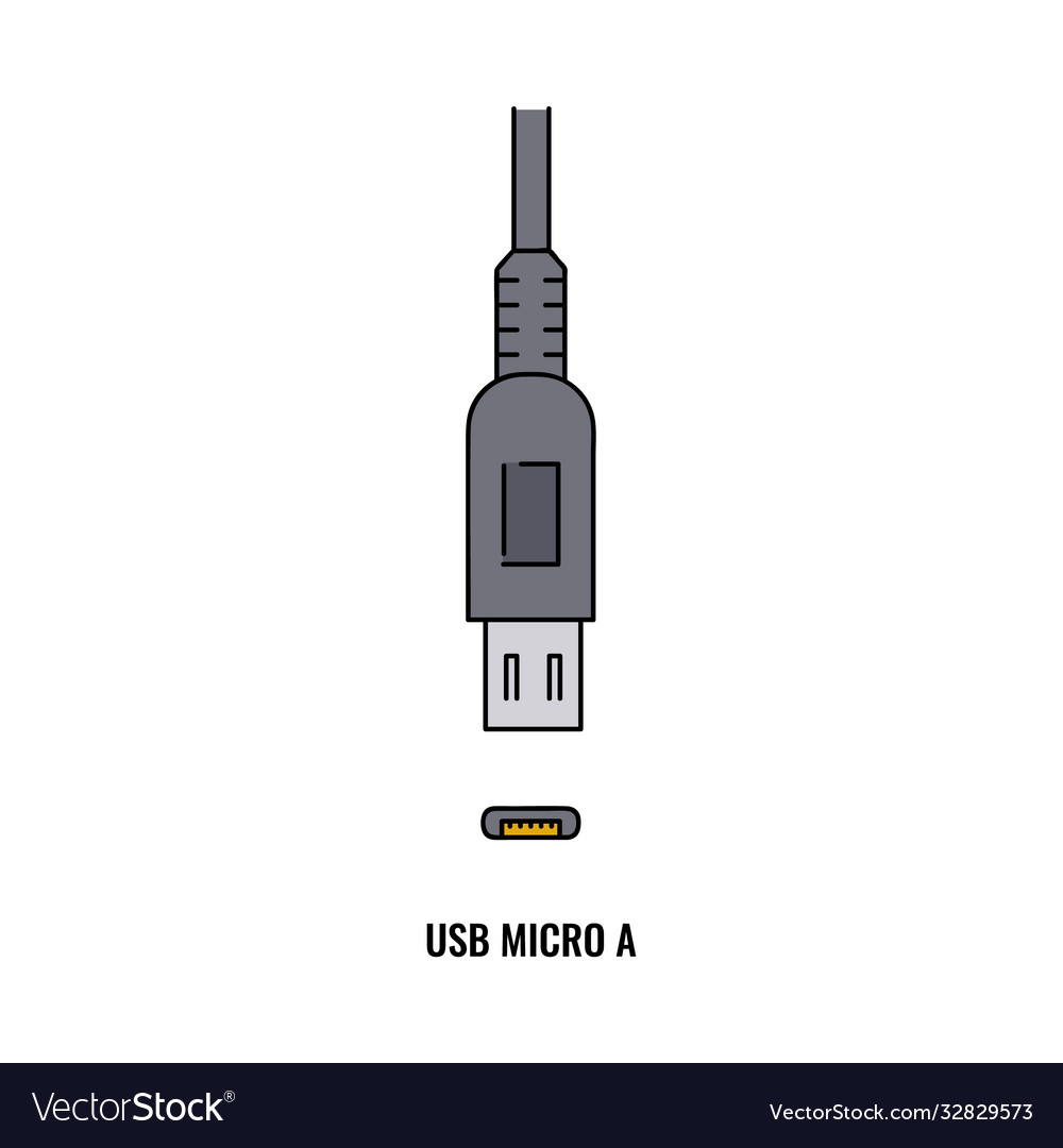 Usb micro port with cable a computer device sketch