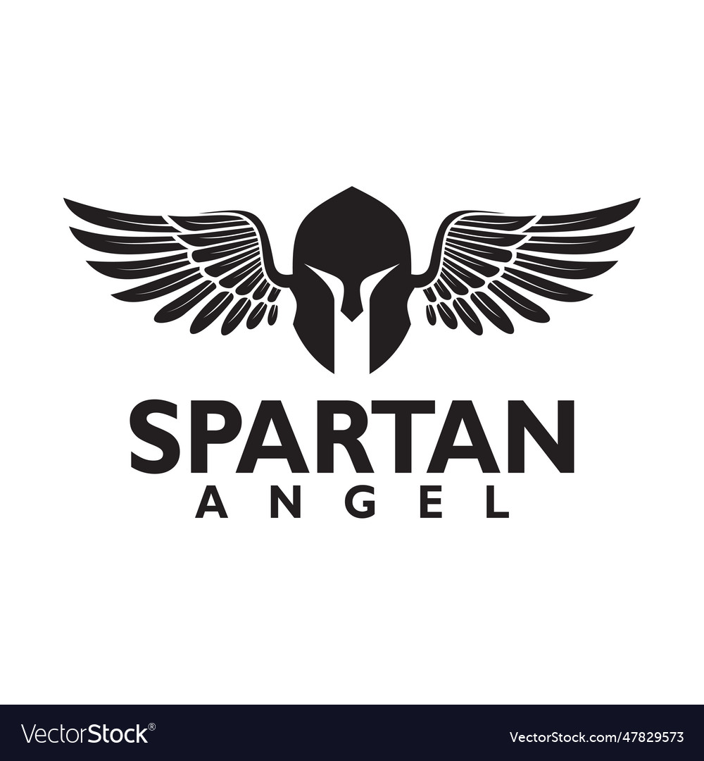 Wings knight spartan helmet logo design Royalty Free Vector