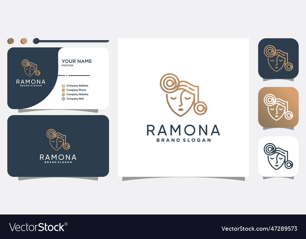 Woman logo template with creative hair concept