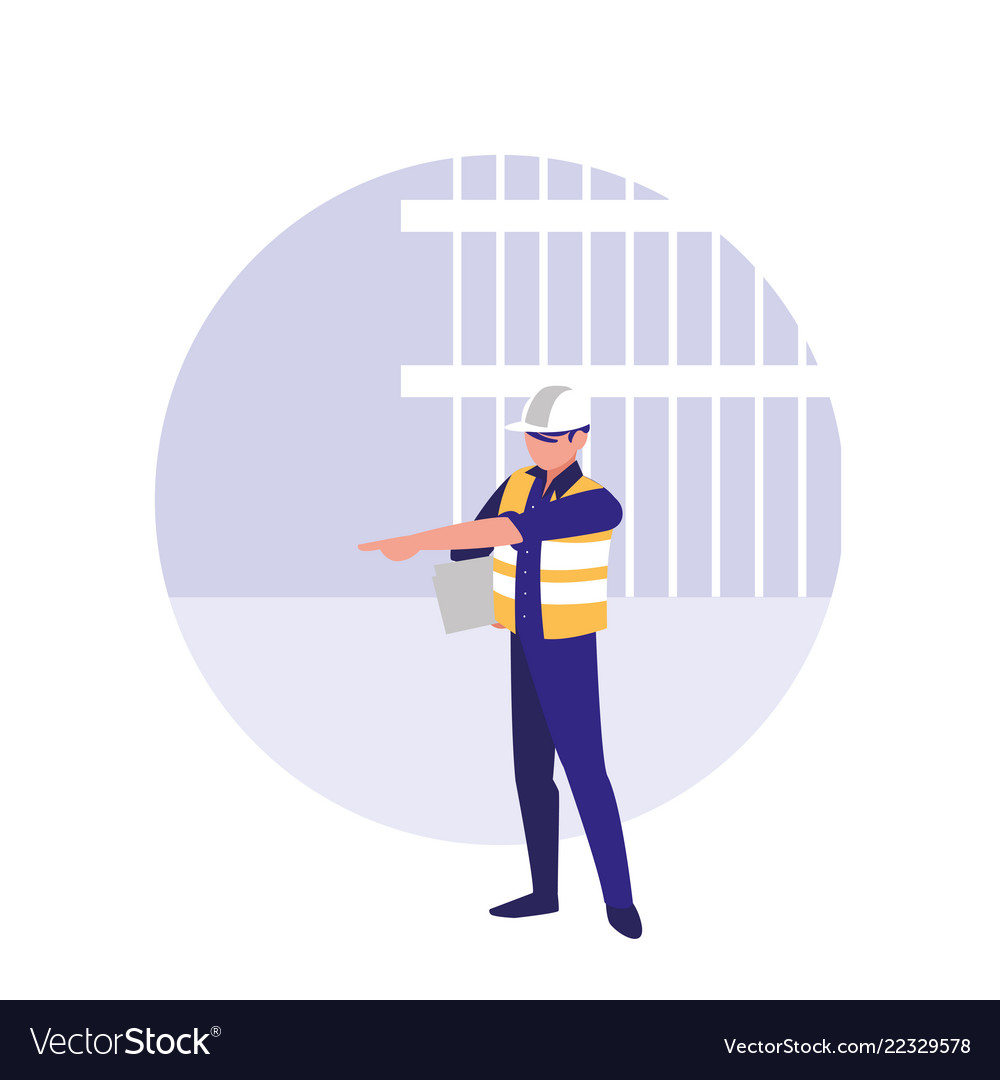 Builder man with reflective vest avatar character