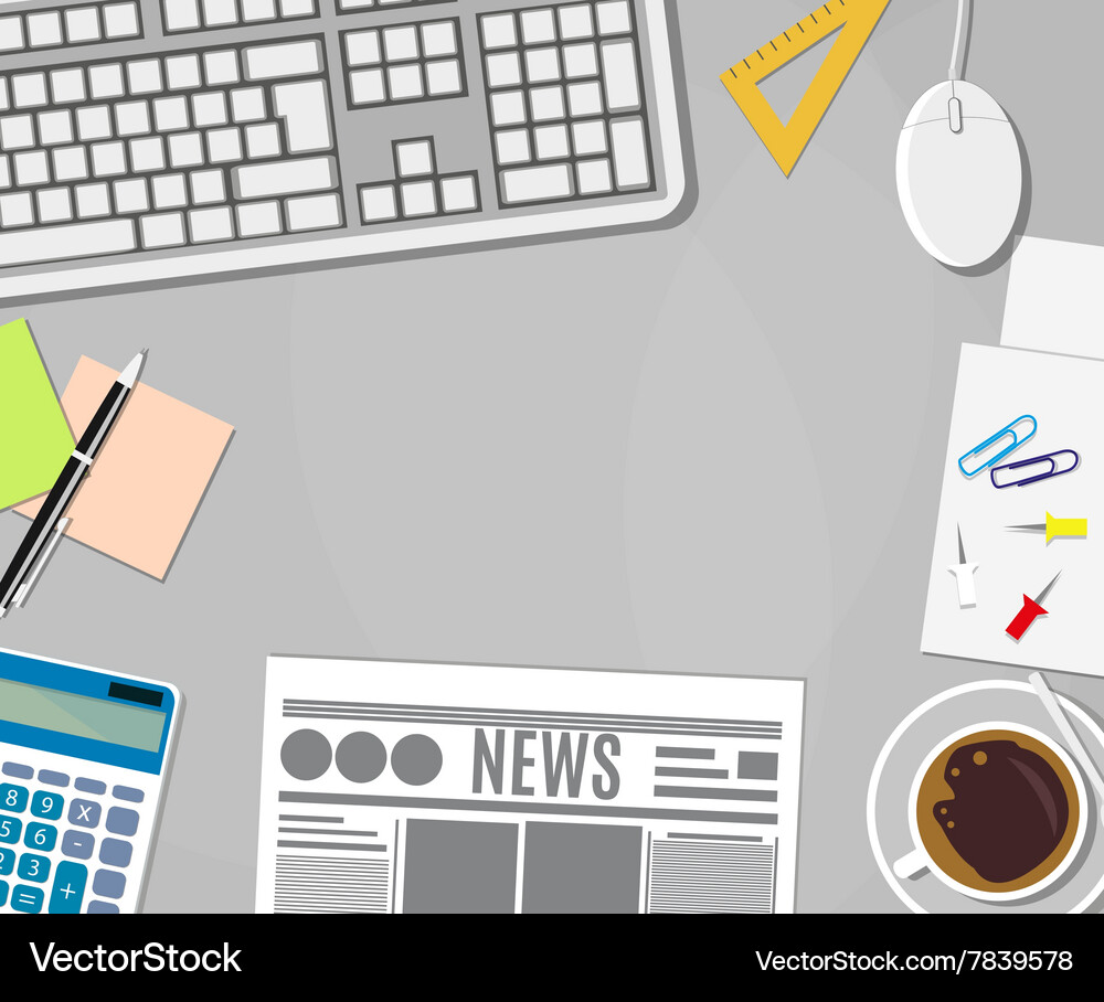 Business calculator cup coffee blank paper Vector Image