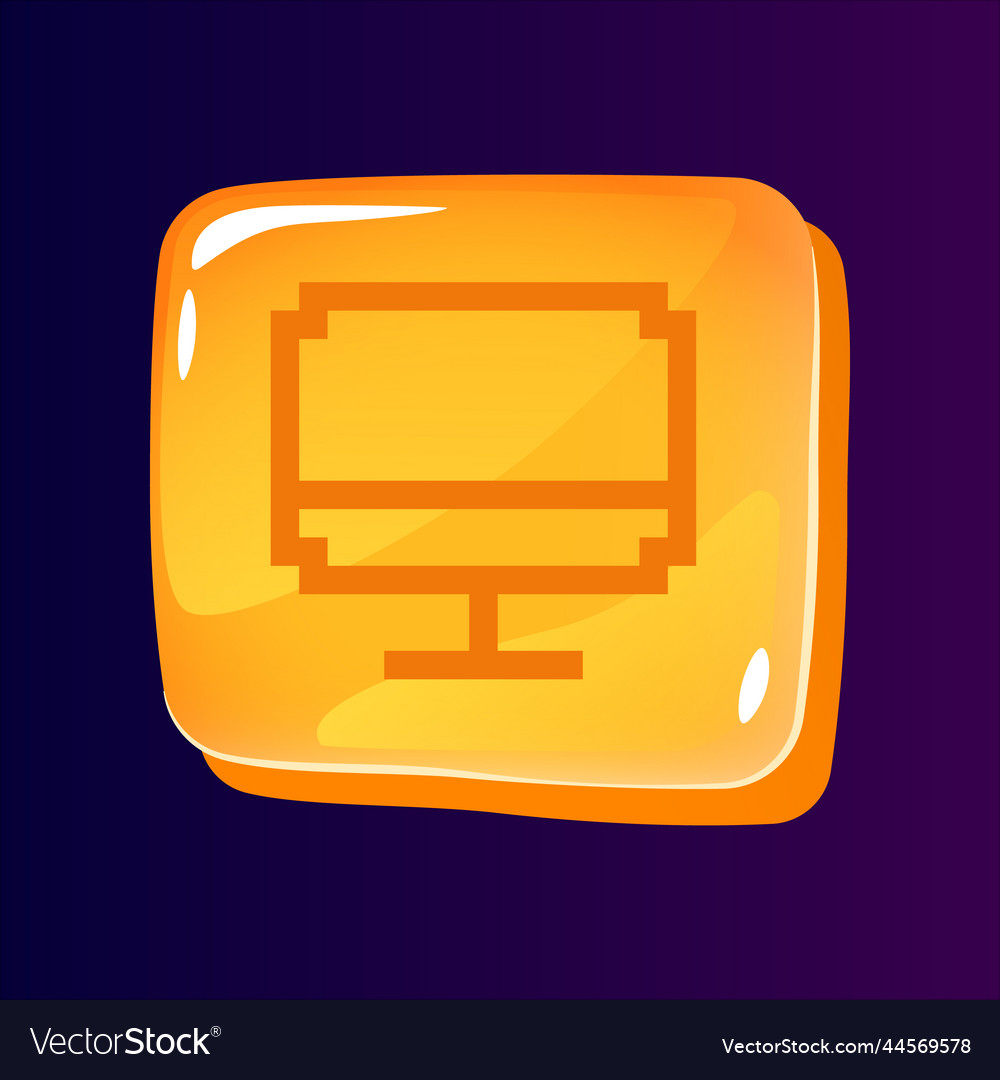 Computer glossy ui button with pixelated icon