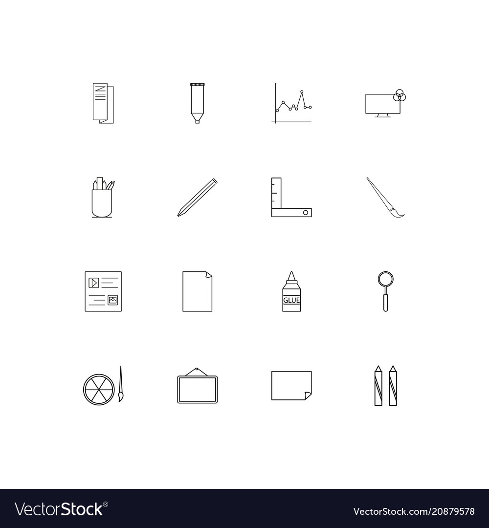 Creative process and design linear thin icons set