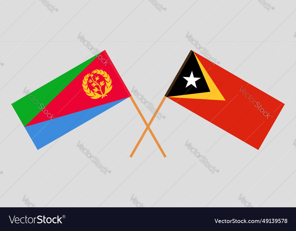 Crossed flags of eritrea and east timor official vector image Crossed flags of eritrea and east timor official