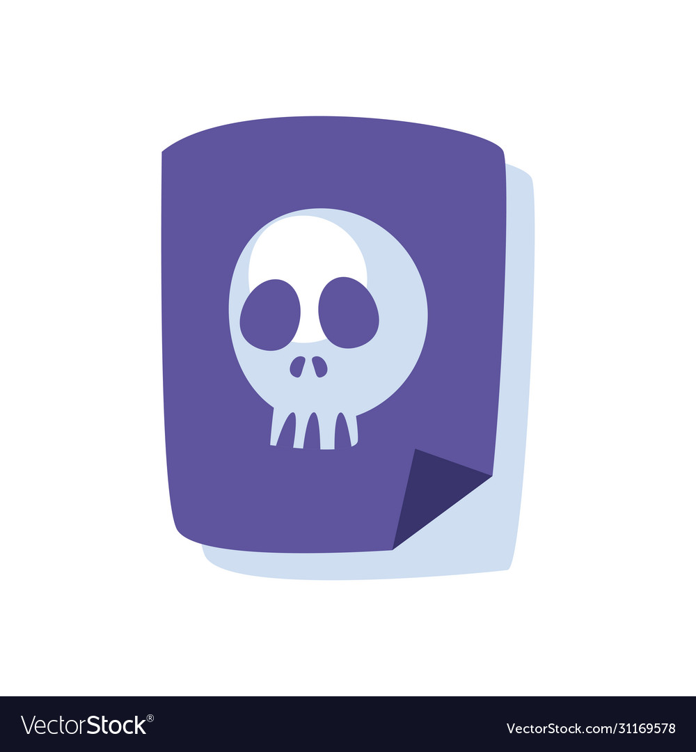 Document with skull flat style icon design