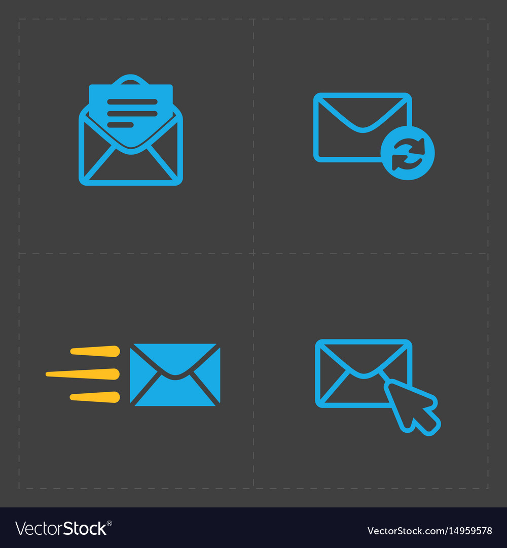 Email and envelope icons on dark