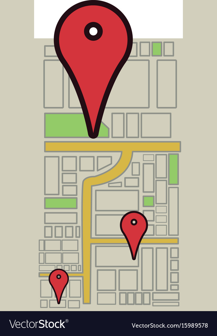 Gps map navigation with pointers isolated on white