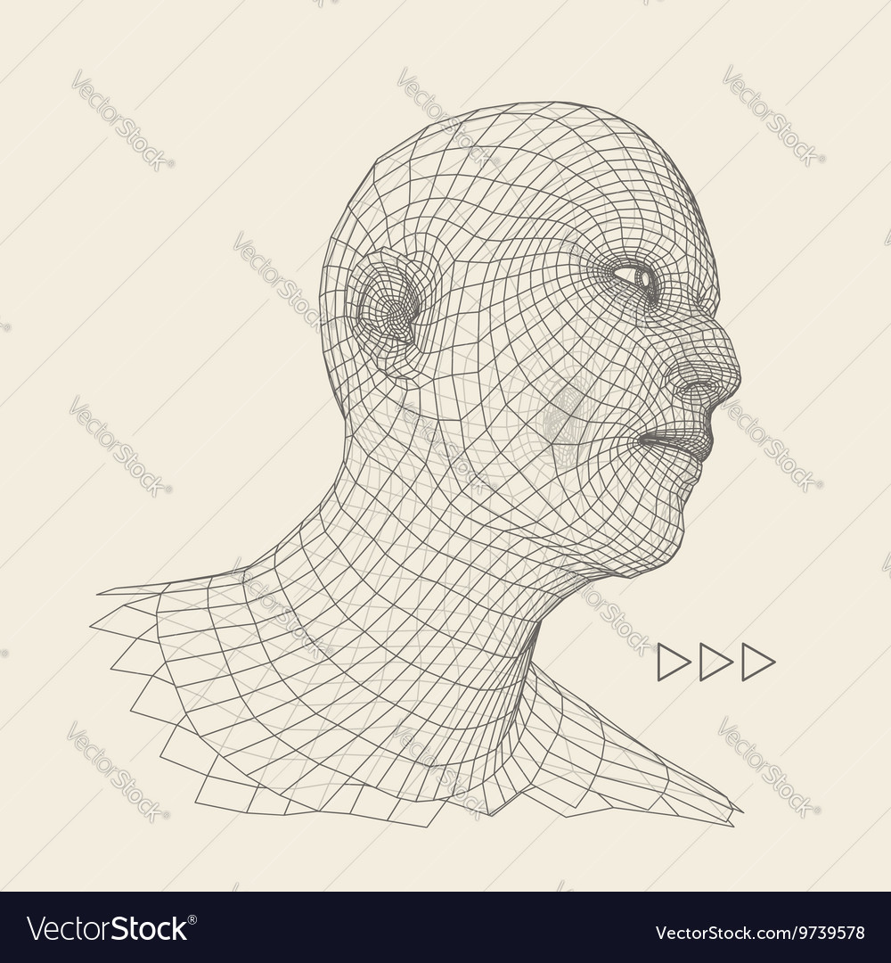 Head of the person from a 3d grid geometric face