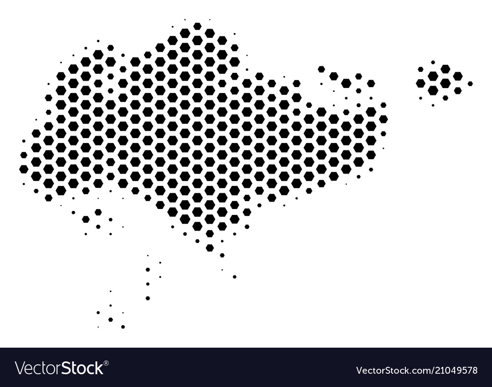 Hex-tile singapore map Royalty Free Vector Image