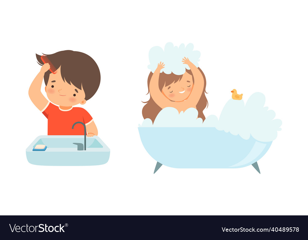 Boy and girl bathing online