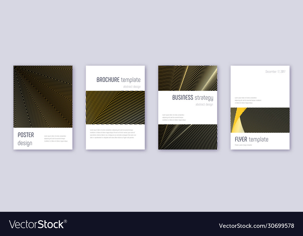 Minimalistic brochure design template set gold ab Vector Image