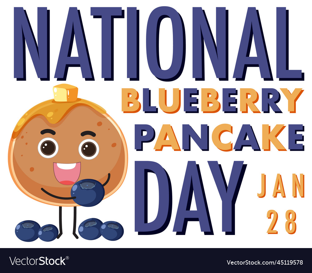 National blueberry pancake day banner Royalty Free Vector